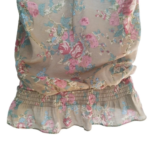 Butterfly Embroidered Halter  Top Blouse Tan Floral S - Picture 7 of 7